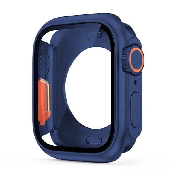 Skärmskydd för Apple Watch 45mm 44mm 40mm 41mm Hårt PC Främre Bakre Stötfångare Skal iwatch 9 8 7 SE 6 5 4 Ändra Till Ultra Blue Series7 8 9 41mm