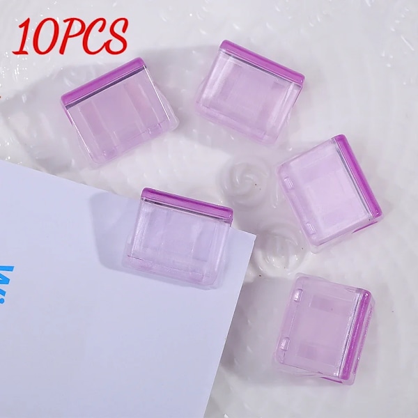 Godisfärg Transparent Tryck Gem Pusher Papper Testfiler Mini Förvaringsklämma Indexsida Klämma Kontorsbindning Skrivmaterial Purple 10PCS