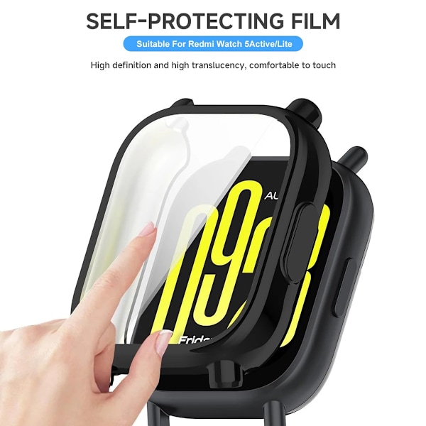 Silikonarmband + Skyddsfodral för Xiaomi Redmi Watch 5 active/5 Lite Full Cover Skärm TPU Mjukt Skal och Andningsbart Sportband PuTr Redmi Watch 5 Lite
