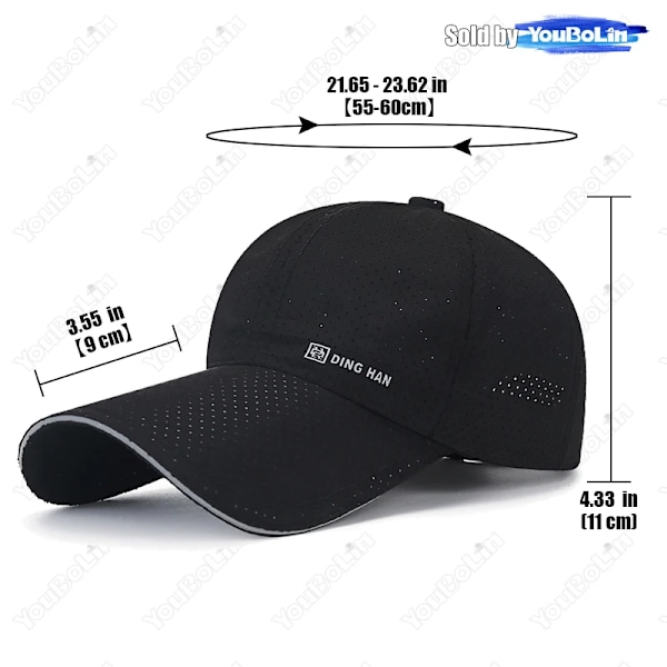Sommar Keps med Bred Skärm, Andningsbar, Perforerad, Snabbtorkande, Justerbar - Solhatt Truckerkepsar Pappa Hattar DarkGrey