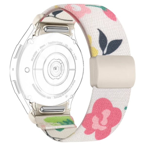 Elastiskt armband - Kompatibelt med Samsung Galaxy Watch 7/6/5/4 FE & Pro, Tryckt nylonarmband för 40/44/46/47mm Flower Color 1 20mm