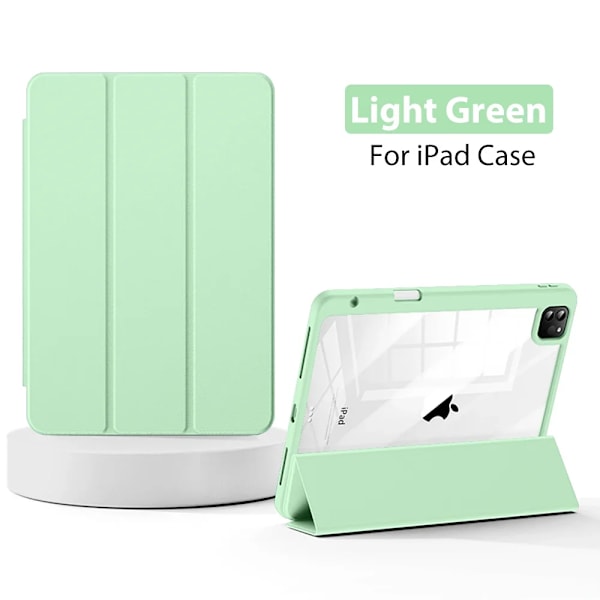 Skal för iPad 10:e 10.9 Generation A16 Pro 11 12.9 13 2025 Funda För iPad Air 5 4 7:e 8:e 9:e 10.2 Mini 6 7 Fodral Pennhållare Light Green Por 11 2nd 3rd 4th