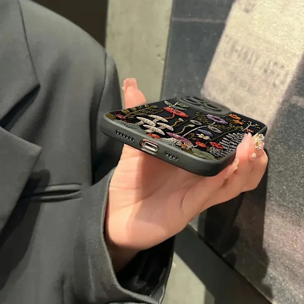 Skal för iPhone XS X XR 7 8 Plus 16E Präglat Blommönster Målat Telefonskal för iPhone 16 15 14 13 12 11 Pro Max SE2 Fundas SC02-HE-P0498 For iPhone 13Pro Max