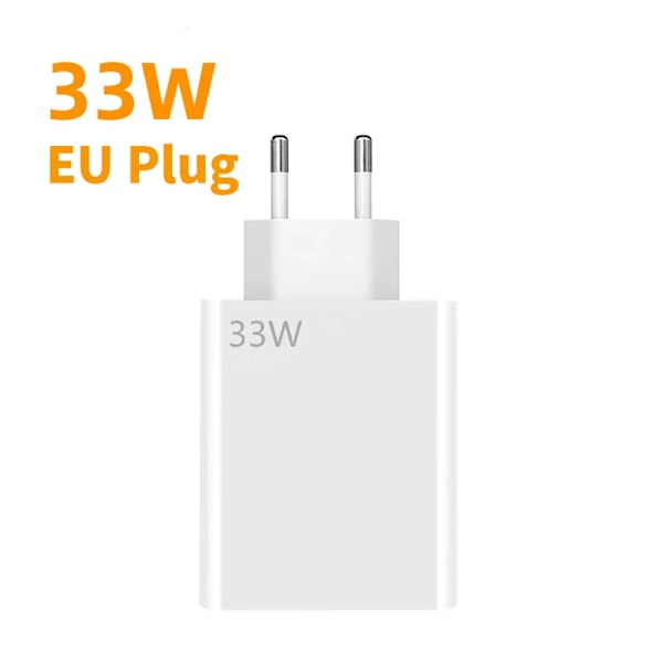 USB-laddare 33W Snabbladdning EU/US Kontakt Väggladdare 6A Typ C Kabel För Xiaomi Redmi K30 K40 iPhone Snabbladdning Telefonadapter EU Charger