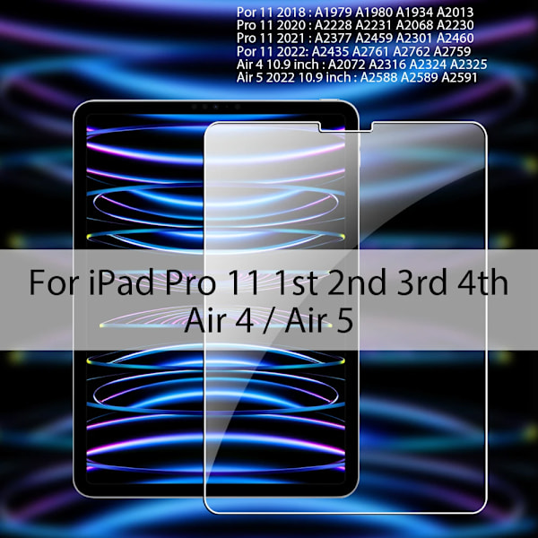 Härdat glas för iPad Pro 11 4:e 12.9 6:e 12 9 Air 5 4 skärmskydd för iPad 10 10:e 9:e generationen Mini 6 10.2 2022 tillbehör Air4 5 Pro 11inch
