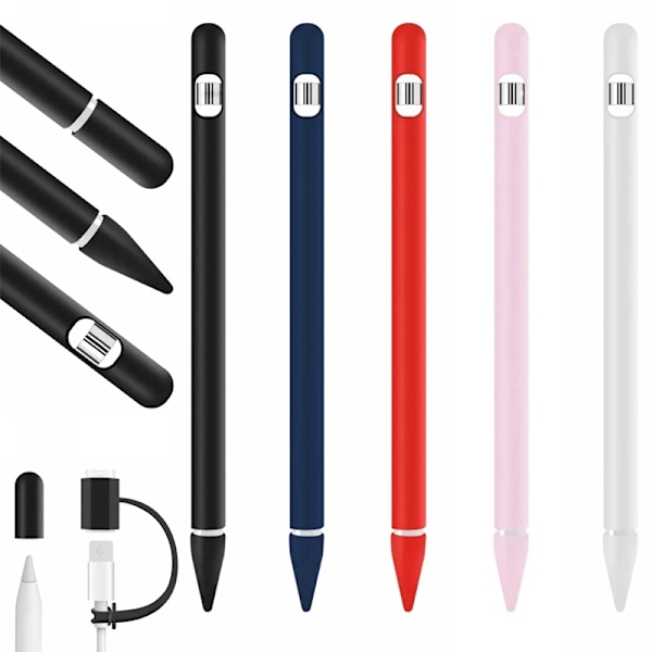 Fodral för IPad Tablet Touch Pen Stylus Skyddsfodral 4-i-1 Färgglatt Mjukt Silikonskydd för Apple Pencil 1:a Generationen Rose Gold