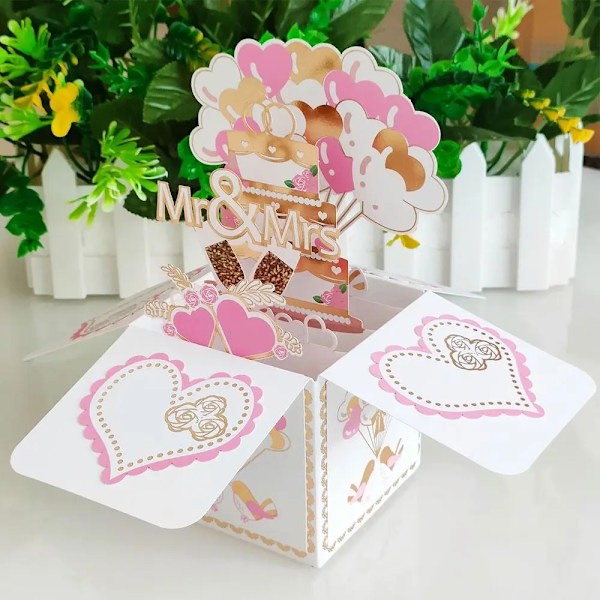3D Pop Up Grattiskort Födelsedag Vykort 3D Box Bukett Blomma Grattiskort Tack Flickvän Lärare Gåva 6