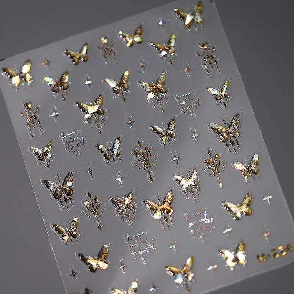 1 st 5D Japanska Kawaii Fjärils Nagelstickers Lyx Glitter Skal Aurora Nagelkonst Dekorationer Dekaler DIY Manikyr Slider Folie M224