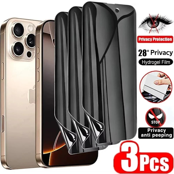 3-pack Anti-Spy Hydrogel Film för iPhone 13 12 11 14 15 16 Pro Max Mini 7 8 Plus Sekretess Skärmskydd för iPhone XS MAX X XR For iPhone XR 3 Pieces