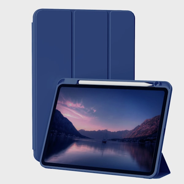 Pennfodral för iPad Air Pro 10.9 11 12.9 13 11:e 10:e 9:e 8:e generationen Flip Smart Läderfodral Mjukt Silikon Baksida Navy iPad Pro 11 2022