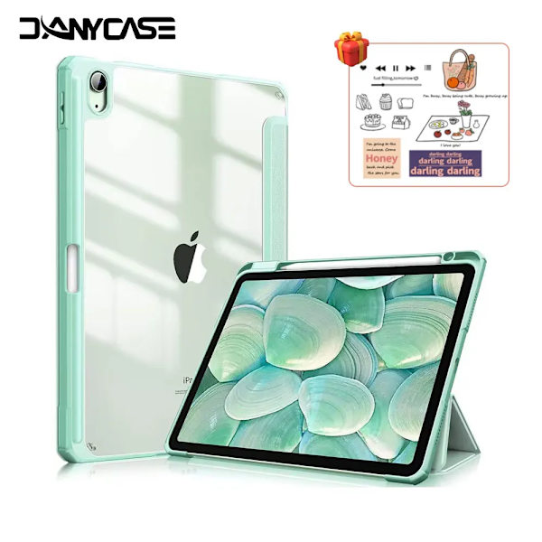 Fodral för iPad 13 tum M2 M4 2024 för iPad Air 11 Air 5/4 10.9 Pro 11 Mini 7 6 8.3 tum 10.2 7/8/9:e iPad 10:e 10.9 9.7 5/6:e Skydd Light green Pro 11 2nd 3rd 4th