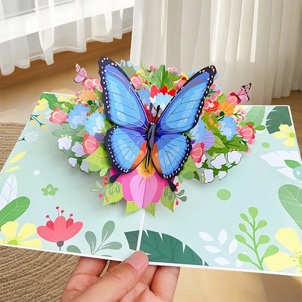 3D Fjäril Pop Up Grattiskort Postkort För Alla Hjärtans Dag, Mamma, Årsdag, Bröllopsinbjudan, Födelsedagspresent C M