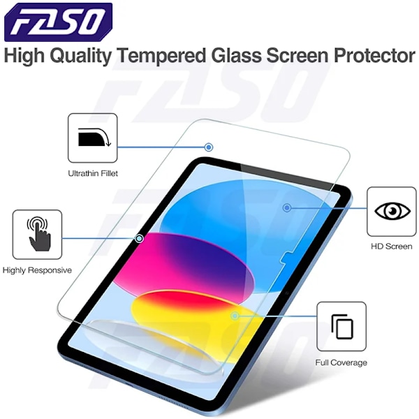 FASO Skärmskydd i härdat glas för Ipad 10.9 10:e generationen, skyddsfilm för Ipad 10:e generationen 2022, 9H 2pcs-10th 10.9inch