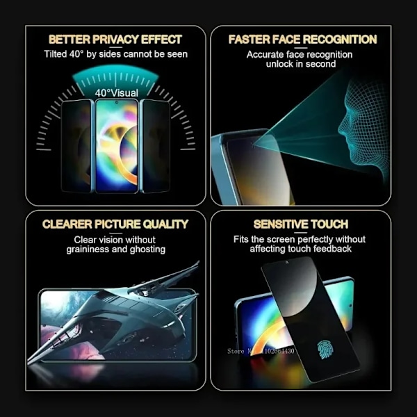 4 st Anti Spion Sekretess Svart Glas För Samsung Galaxy A54 A34 A14 A15 A25 A35 A52 5G Skärmskydd A55 A53 A55 A73 A90 Glas Galaxy A70 Anti Peeping