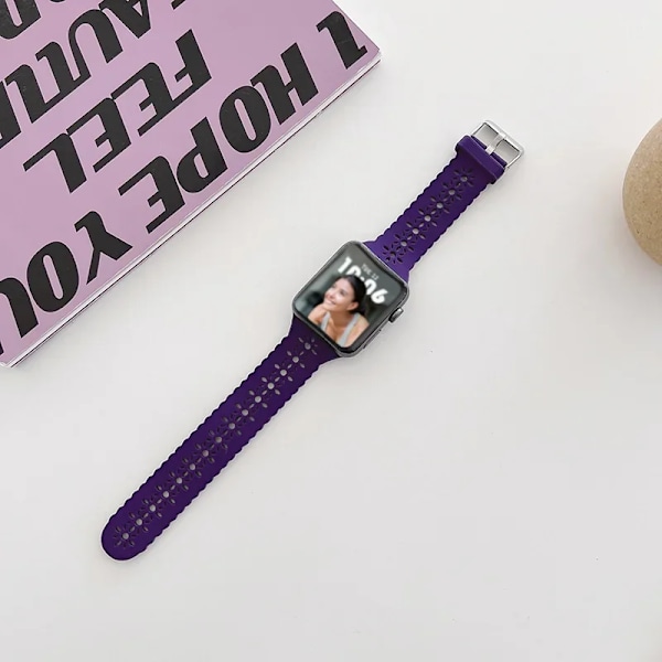 Silikonarmband för Apple Watch 44 mm 40 mm 38 mm 42 mm Ultra 2 49 mm Sportarmband iwatch Series 9 7 8 6 Se 5 4 3 41 mm 45 mm band Purple-11 38mm 40mm 41mm