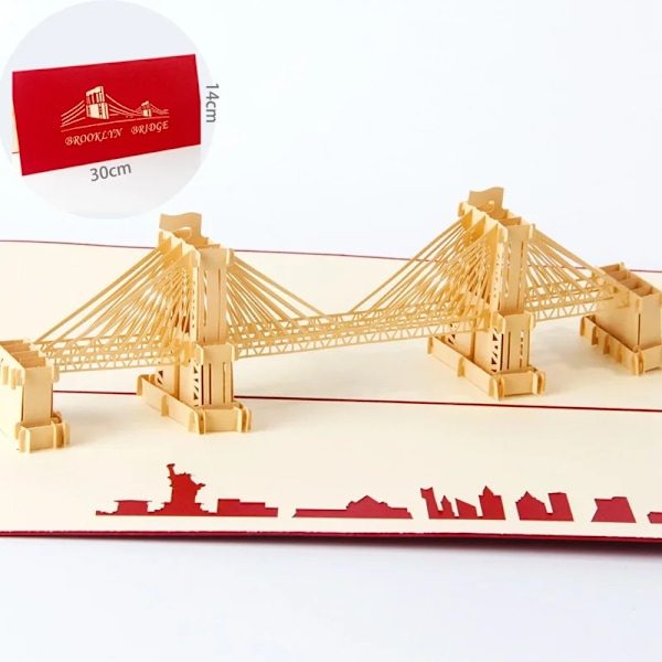 Pop UP 3D Födelsedagskort Världsattraktioner Kort Affärsinbjudan Pojke Gåva Hälsning Turistvykort för Pojkvän Pappa Present Brooklyn Bridge