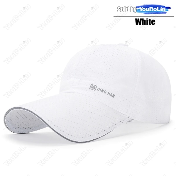 Sommar Keps med Bred Skärm, Andningsbar, Perforerad, Snabbtorkande, Justerbar - Solhatt Truckerkepsar Pappa Hattar White