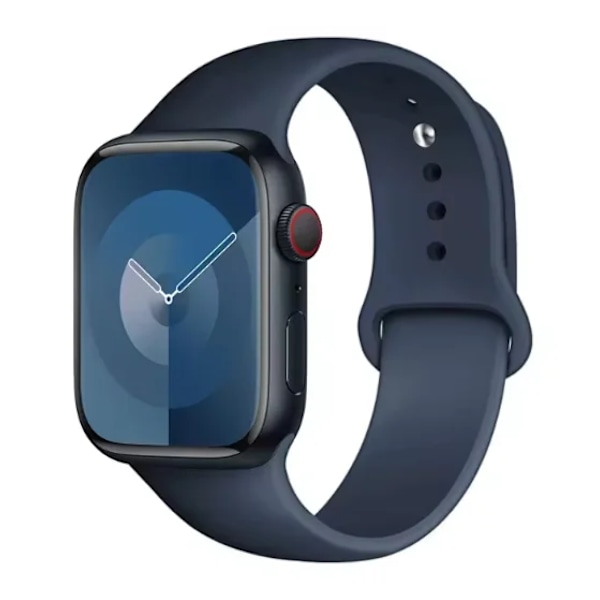 Lämplig för Apple Watch Smart Watch Iwatch3/4/5/6/7/8/Se Generation Ultra Klockarmband Fritt Justerbart Enfärgat Silikon M Midnight Blue 12mm
