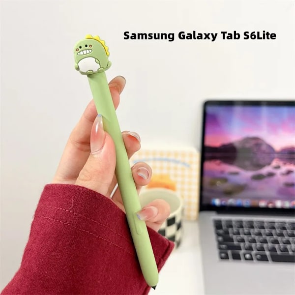 Silikon Pennfodral Tablet Touch Stylus Penna Skydd Tecknad Söt för Samsung Galaxy Tab S6 Lite S7 FE S8 Ultra S9 Plus S6 Lite Dinosaurs
