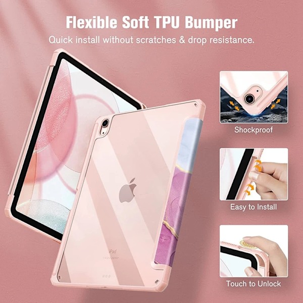 Smart PU-fodral för iPad Air 4:e 5:e iPad 10:e 10.9 Funda för iPad Pro Air 11:e 11 7:e 8:e 9:e 10.2 2 9.7 3 10.5 Transparent Skal picture PP iPad 7th 8th 10.2