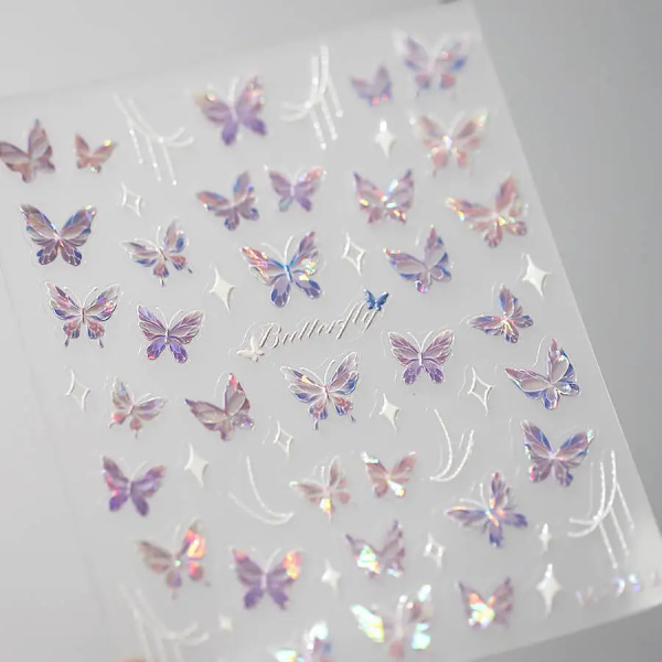 1 st 5D Japanska Kawaii Fjärils Nagelstickers Lyx Glitter Skal Aurora Nagelkonst Dekorationer Dekaler DIY Manikyr Slider Folie M252