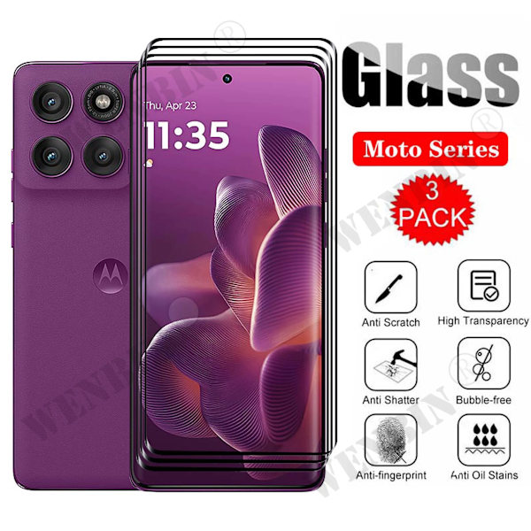 3 st Härdat Glas För Motorola Edge 60 Fusion Pro Stylus Neo 50 Fusion Böjd Full Täckning Skärmskydd Clear Motorola Edge 40 Neo