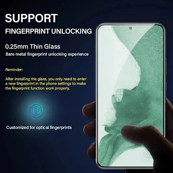 2 st Fingeravtrycksupplåsning Härdat Glas För Samsung Galaxy S24 Ultra S23 S21 S20 FE S24 S23 S22 Plus Glasskärmskydd For Samsung S24 Plus High Definition