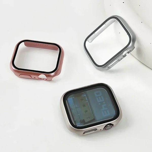 Härdat Glas+Skal För Apple Watch serie 10 42mm 46mm Matt Hård PC bumper Skärmskydd Fodral iWatch 10 42/46 Tillbehör White 03 Series 123 38MM