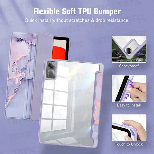 TBTIC Tablet Skydd För Redmi Pad SE 11 Xiaomi Pad 6 6 Pro Fodral Med Pennhållare Söt Estetisk Transparent Grey XiaomiPad6 6 Pro