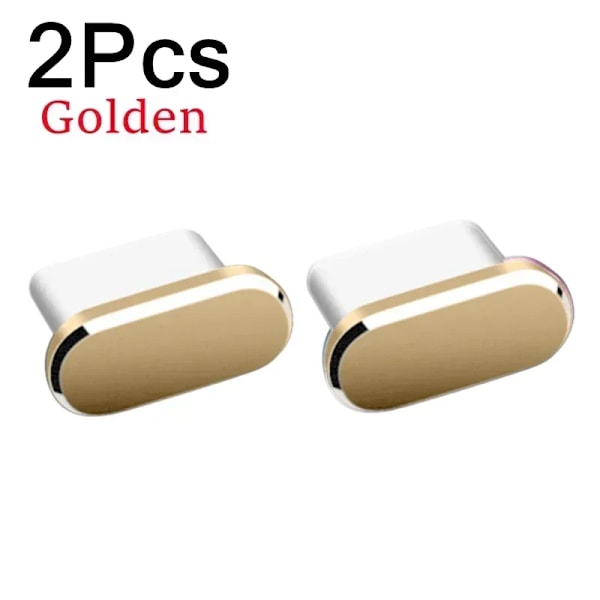 2 st 16PM Metall Dammskydd För iPhone 16 15 Pro Max Plus USB Typ C Laddningsport Pluggar Stopp Mobiltelefon Typ-C Skyddslock 2Pcs Golden