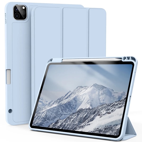 ZOYU Fodral för iPad Pro 11 tum 4/3/2:a generationen med pennhållare, för iPad Air 4/5:e generationen 10,9 mini 6 Trefaldigt stativ Smart Fodral Light Blue iPad Mini Pro 2024