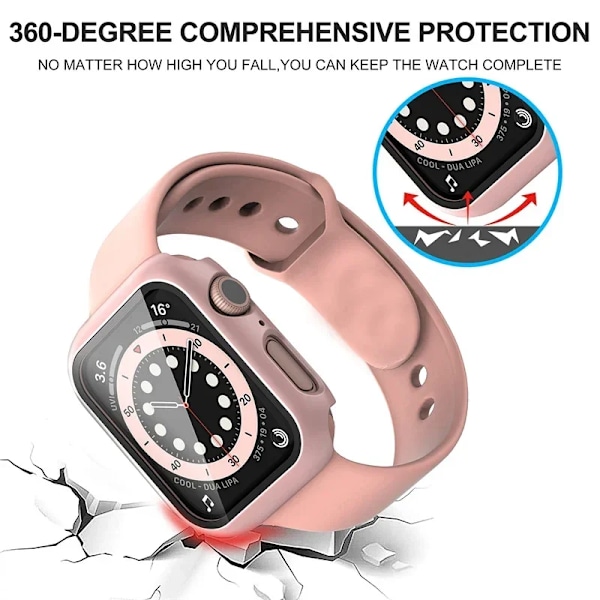 Glas+Skal För Apple Watch case 9 8 7 6 SE 5 3 iWatch Tillbehör Skärmskydd Apple watch serie 44mm 40mm 41mm 45mm 42 38mm Rose gold 18 Series 7 8 9 41mm
