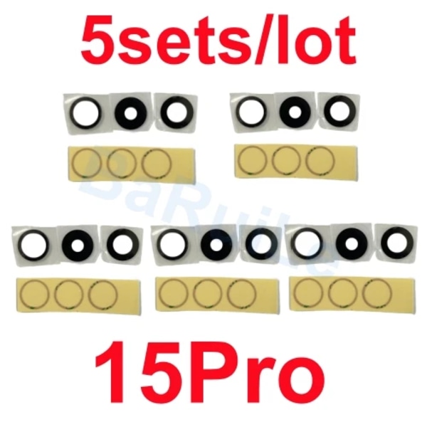 BaRuiLe 5-pack Bakre Kameralins Glas för iPhone 15 Pro Max 14 Plus 13 MINI 12 11 XR XS XSMax X 6 7P 8 lins med Självhäftande 5x 15Pro