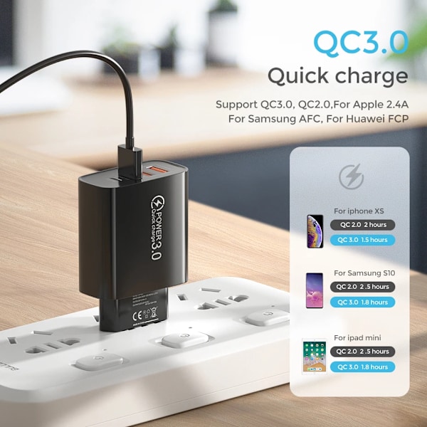 Total 60W USB C Laddare Snabbladdning 4 Portar Typ C Telefonladdare Adapter För iPhone 15 Xiaomi Samsung EU/US Kontakt Väggladdare EU Plug White