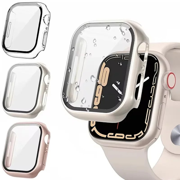 Härdat Glas+Skal För Apple Watch serie 10 42mm 46mm Matt Hård PC bumper Skärmskydd Fodral iWatch 10 42/46 Tillbehör White 03 Series 7 8 9 41MM