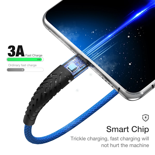 USB Typ A till C Kabel För Samsung S10 A12 A13 A22 A32 A52 Redmi USBC 1m 2m 3m Lång 25cm 50cm Kort Data Laddare Kabel Snabbladdning Silver 1m