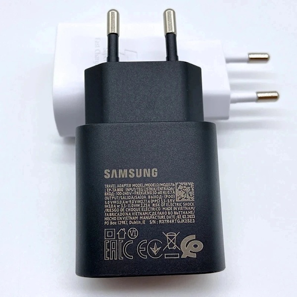 Ny SAMSUNG 25W Usb Typ C Supersnabb Laddare Pd Väggadapter S24 FE S23 S22 A16 A55 A52 F05 M55S Z Fold Flip 6 5 4 Cargador Black EU Charger