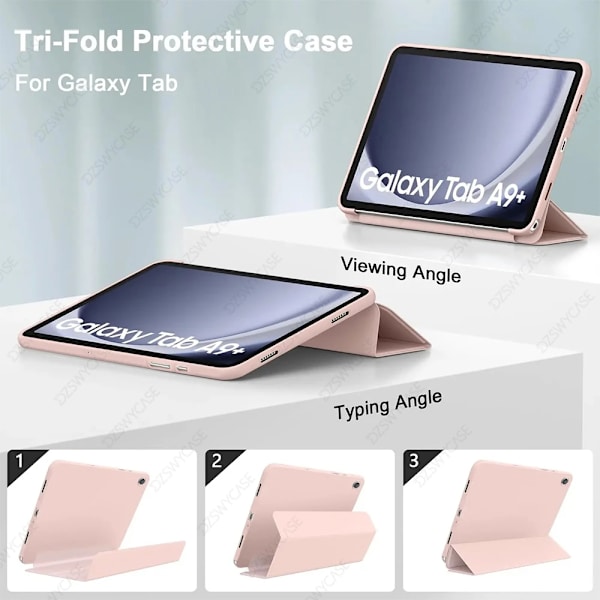 Silikonfodral för Samsung Tab A9 Plus 11 tum, Tab A9 8.7, S6 Lite 10.4, A8 10.5, A7 Lite 8.7, Auto Wake/Sleep Stöttåligt Skydd Pink Tab A9 Plus 11