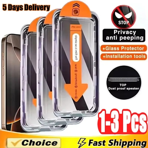 1-3 st 8K Dammfri Installation Härdat Glas För iPhone 13 14 16 15 11 12 Pro Max 15 14 Plus X XR XS Sekretess Skärmskydd ny For iPhone XR Anti Peeping
