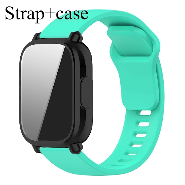 Silikonarmband + Skyddsfodral för Xiaomi Redmi Watch 5 active/5 Lite Full Cover Skärm TPU Mjukt Skal och Andningsbart Sportband TealB Redmi Watch 5 Active