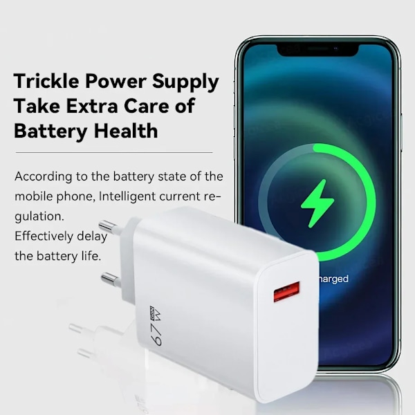 67W USB GaN Laddare för Xiaomi Supersnabb Höghastighets Snabbladdning Mobiltelefon Väggadapter för Xiaomi 14 Pro Lite Redmi K70 EU 1m set 2
