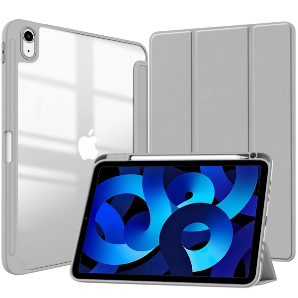 Smart PU-fodral för iPad Air 4:e 5:e iPad 10:e 10.9 Funda för iPad Pro Air 11:e 11 7:e 8:e 9:e 10.2 2 9.7 3 10.5 Transparent Skal GRAY iPad (A16) 11th 11
