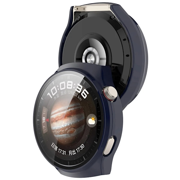 PC Klockskyddsfodral för Huawei Watch4 Pro Space Edition Stötsäkert Fullskärmsskydd Skal /M Härdat Glas blue