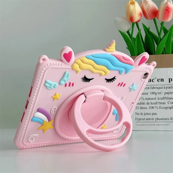 Barn Stativ Fodral för Samsung Galaxy Tab S6 A7 Lite A8 A9 Plus 8.7 11 tum Tecknad Enhörning Silikon Tablet Skyddsfodral JMDJS-NoSP Tab A9 Plus 11 inch