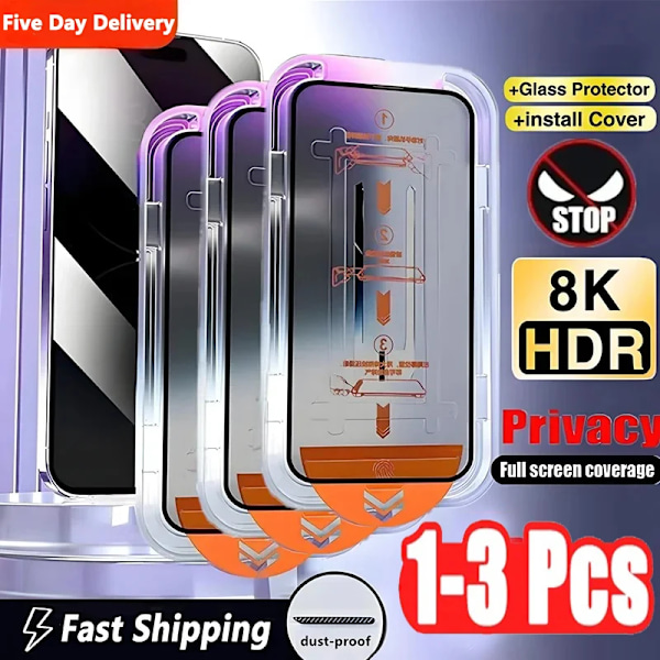 Nytt 1-3st 8K High End Härdat Glas För iPhone 15 14 13 12 11 Pro Max XS MAX 15 16 Skärmskydd Med Monteringsram For iPhone 7 Plus High Definition