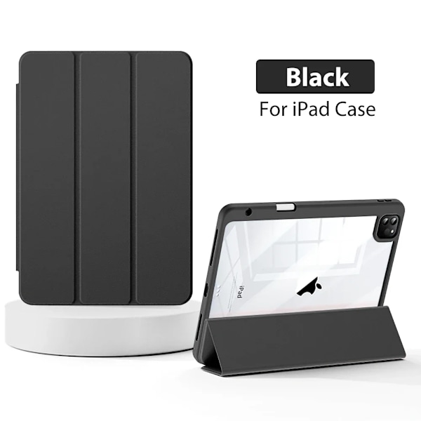 Skal för iPad 10:e 10.9 Generation A16 Pro 11 12.9 13 2025 Funda För iPad Air 5 4 7:e 8:e 9:e 10.2 Mini 6 7 Fodral Pennhållare Black 7th 8th 9th 10.2