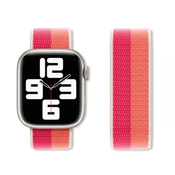 Nylon Loop Armband för Apple Watch band 44mm 40mm 45mm 41mm 46 42mm 49mm 44 45 mm armband iWatch serie 10 9 SE 7 6 5 4 Ultra 2 Nectarine Peony 110 40mm 41mm S10-42mm