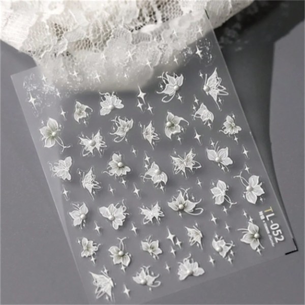 1 st 5D Japanska Kawaii Fjärils Nagelstickers Lyx Glitter Skal Aurora Nagelkonst Dekorationer Dekaler DIY Manikyr Slider Folie 1pcs TL052