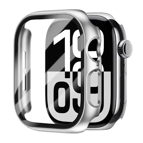 PC-fodral + Härdat glas för Apple Watch 10 46/42mm Ultra 2/1 49mm Skärmskydd iWatch 9 8 7 6 5 SE 45mm 41mm 44mm 40mm Official Gray orange Series 7 8 9 41MM