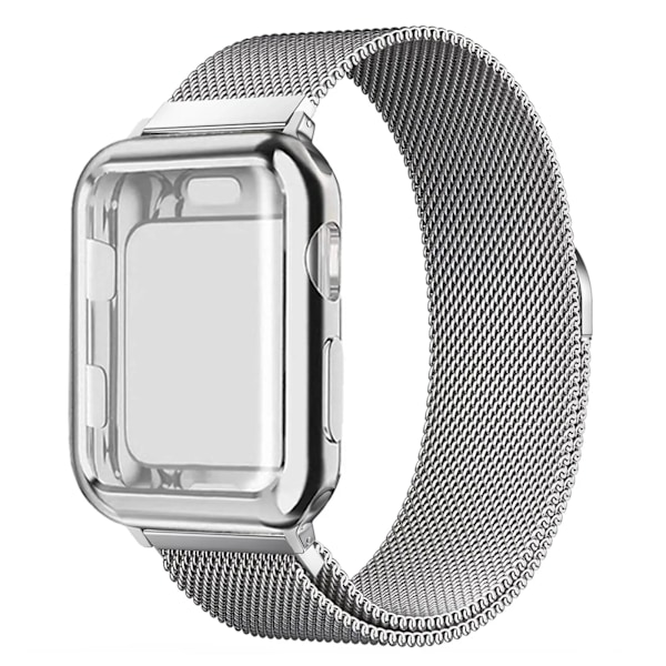 Fodral+Armband Milanese Loop För Apple Watch armband 44mm 40mm 45mm 46mm 49mm 42mm 38mm Armband iwatch Series 10 9 8 SE Ultra 2 Armband Silver 45mm-Series 7 8 9